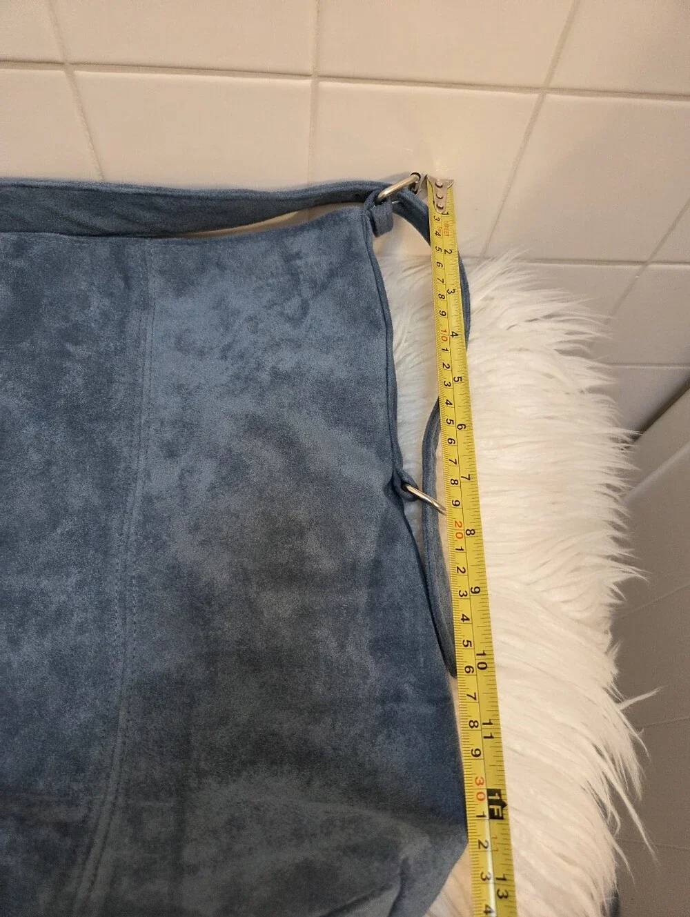 Francesca's Blue Faux Suede Large Shoulder Bag